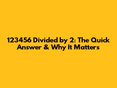 123456 Divided by 2: The Quick Answer & Why It Matters