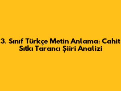 3. Sınıf Türkçe Metin Anlama: Cahit Sıtkı Tarancı Şiiri Analizi
