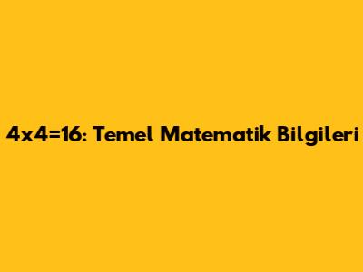 4x4=16: Temel Matematik Bilgileri