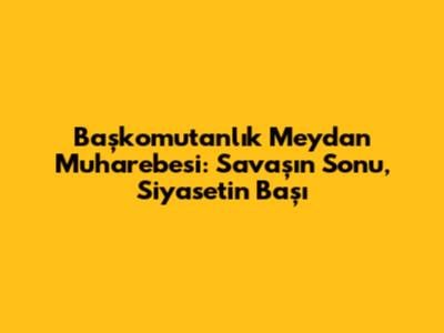 Başkomutanlık Meydan Muharebesi: Savaşın Sonu, Siyasetin Başı