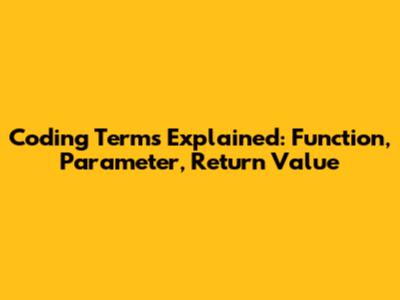 Coding Terms Explained: Function, Parameter, Return Value