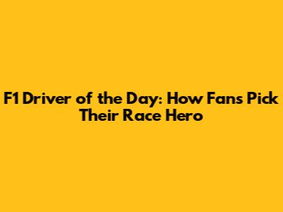 F1 Driver of the Day: How Fans Pick Their Race Hero