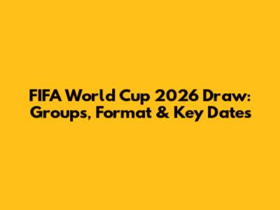 FIFA World Cup 2026 Draw: Groups, Format & Key Dates