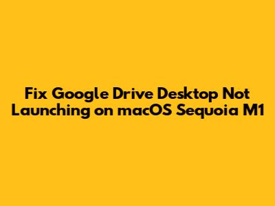 Fix Google Drive Desktop Not Launching on macOS Sequoia M1