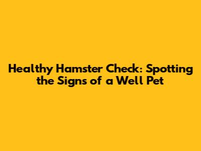 Healthy Hamster Check: Spotting the Signs of a Well Pet