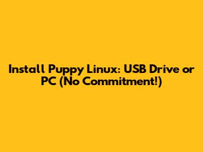 Install Puppy Linux: USB Drive or PC (No Commitment!)