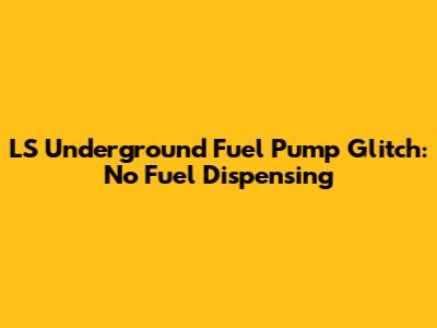 LS Underground Fuel Pump Glitch: No Fuel Dispensing