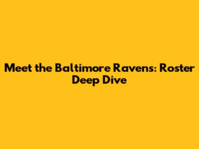 Meet the Baltimore Ravens: Roster Deep Dive
