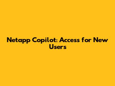 Netapp Copilot: Access for New Users