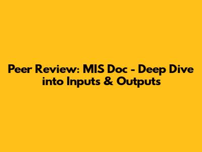 Peer Review: MIS Doc - Deep Dive into Inputs & Outputs