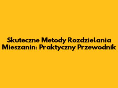 Skuteczne Metody Rozdzielania Mieszanin: Praktyczny Przewodnik