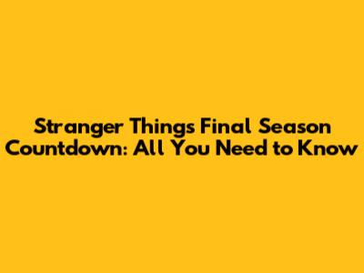 Stranger Things Final Season Countdown: All You Need to Know