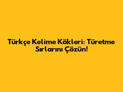Türkçe Kelime Kökleri: Türetme Sırlarını Çözün!