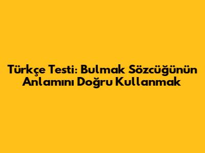 Türkçe Testi: 'Bulmak' Sözcüğünün Anlamını Doğru Kullanmak