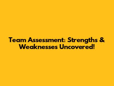 Team Assessment: Strengths & Weaknesses Uncovered!