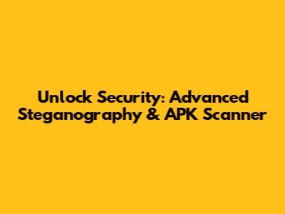 Unlock Security: Advanced Steganography & APK Scanner