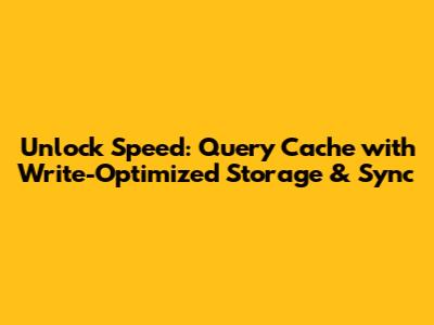Unlock Speed: Query Cache with Write-Optimized Storage & Sync