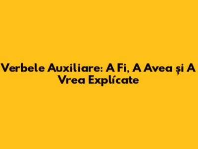 Verbele Auxiliare: A Fi, A Avea și A Vrea Explícate