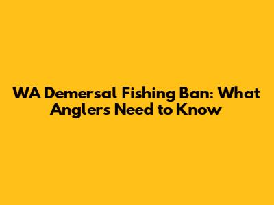 WA Demersal Fishing Ban: What Anglers Need to Know