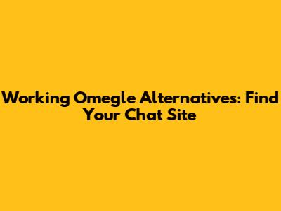 Working Omegle Alternatives: Find Your Chat Site